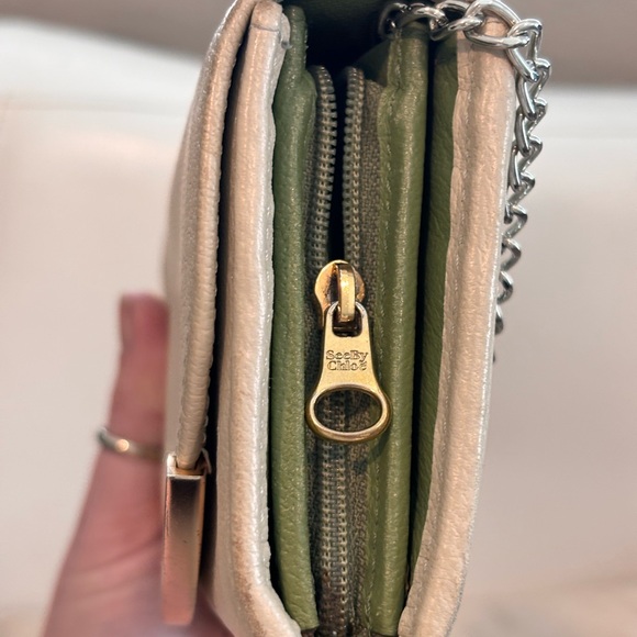 See by Chloé Lizzie Beige Leather Bi-Color Continental Wallet W/ COA - Picture 6 of 16